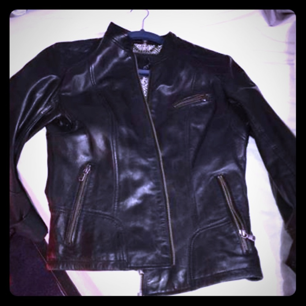 Bod & Christensen lambskin black leather jacket